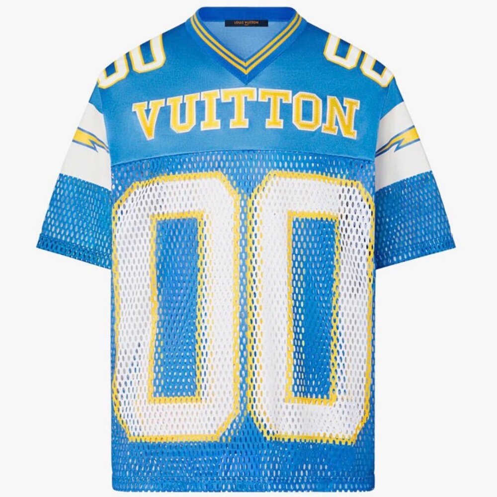 LOUIS VUITTON X VIRGIL ABLOH SS22 CHARGERS FOOTBALL MESH JERSEY SIZE SMALL NWOT